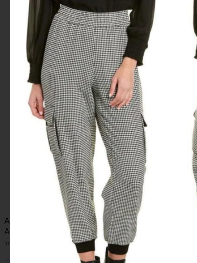 Alice + Olivia Classics Dede Smocked Houndstooth Print Cargo Jogger Pants Medium